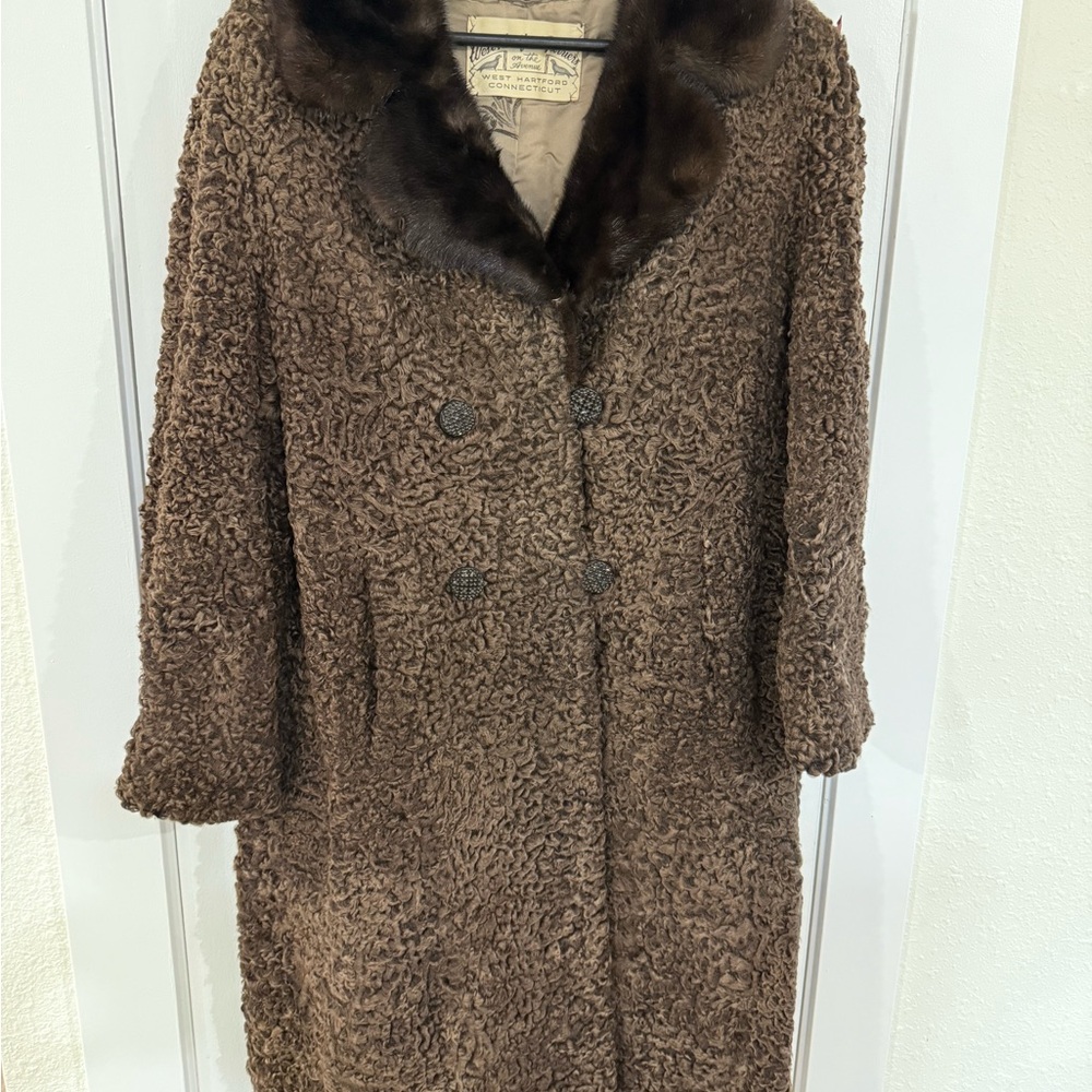 Chic Brown Lamb Jacket with Fur Collar